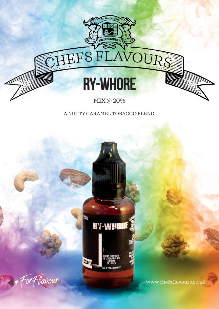 Chefs Flavours Ry-Whore Nutty Caramel Tobacco e-liquid bottle