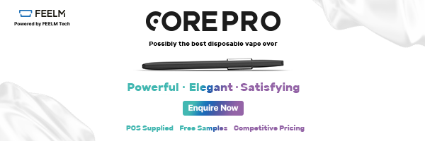 corepro wholesale banner advert featuring the gunmental grey corepro disposable in 20mg nicotine