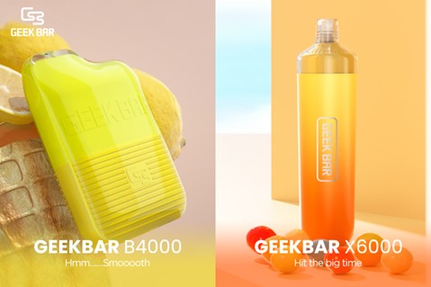 geekbar b4000 and geekbar x6000 vape devices in yellow and orange