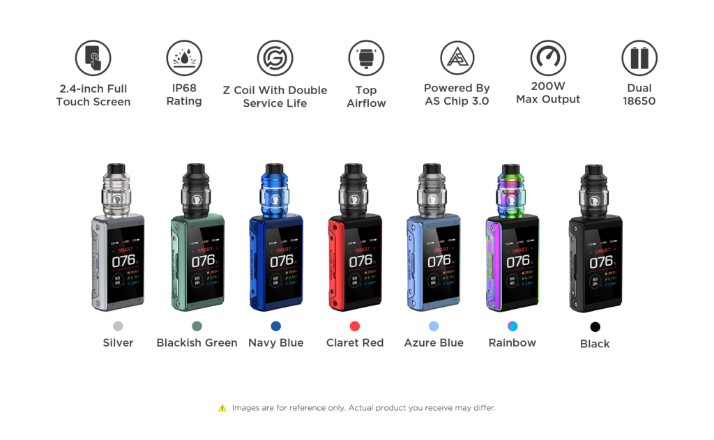 all colour variations of the geekvape t200 aegis touch vape