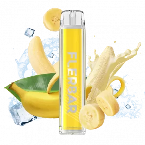 banana ice flavoured flerbar disposable vape in the colour yellow