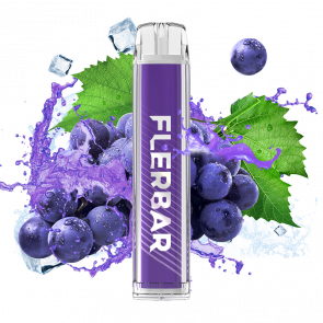 grape flavoured flerbar disposable vape in the colour purple
