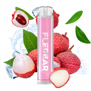 lychee ice flavoured flerbar disposable vape in the colour pink