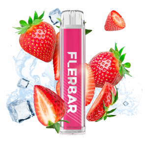 strawberry ice flavoured flerbar disposable vape in the colour pink