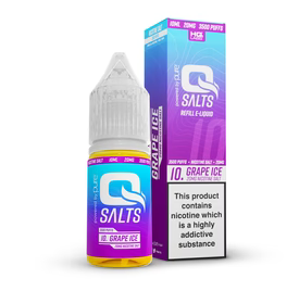 QSalts grape ice flavoured nicotine salt 10ml blue and purple e-liquid bottle 